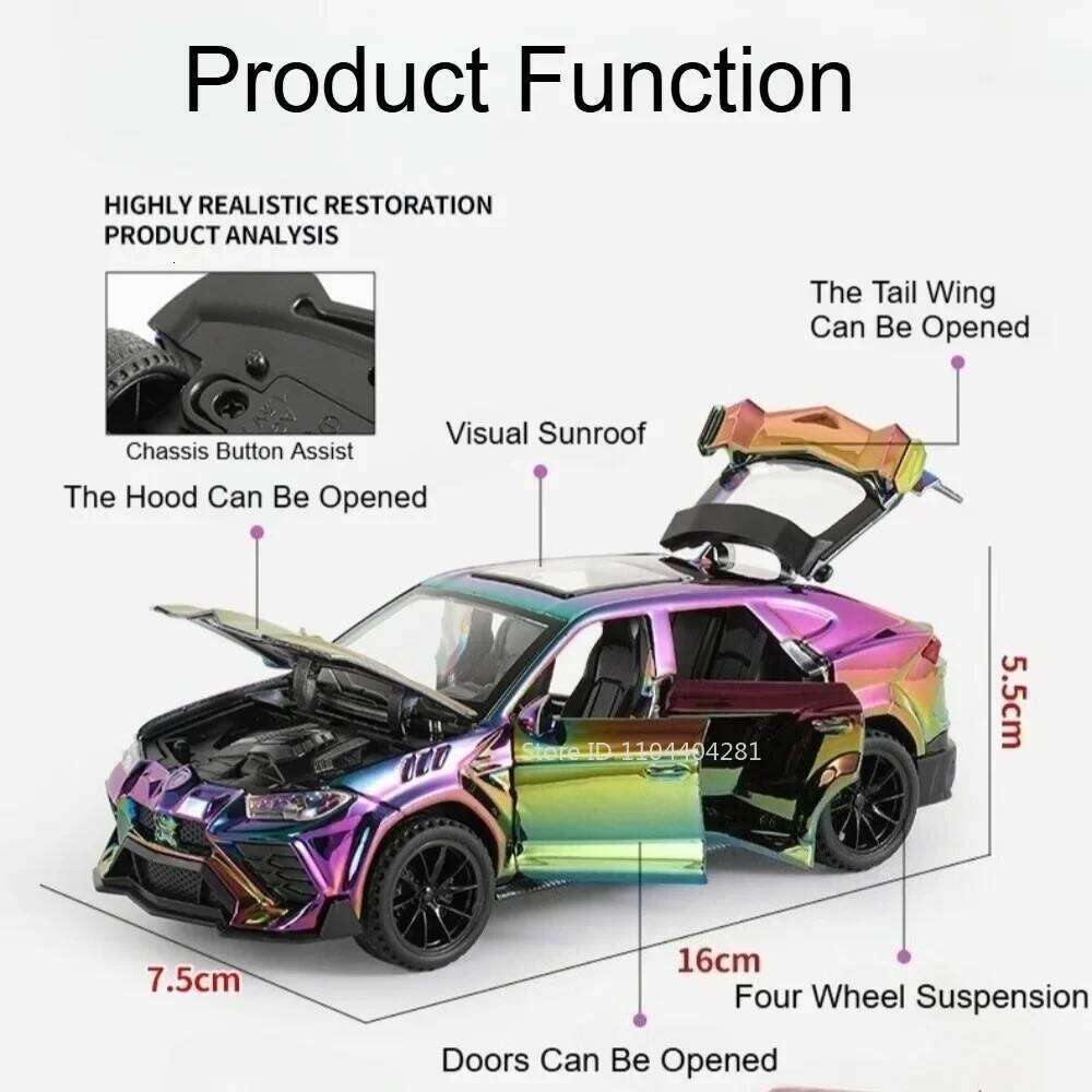 1:32 Lambor URUS SIAN Cars Model Diecast Alloy Toys 6 Doors Opened Sound Light Pull Back Miniature Vehices Boys Birthday Present Z260306