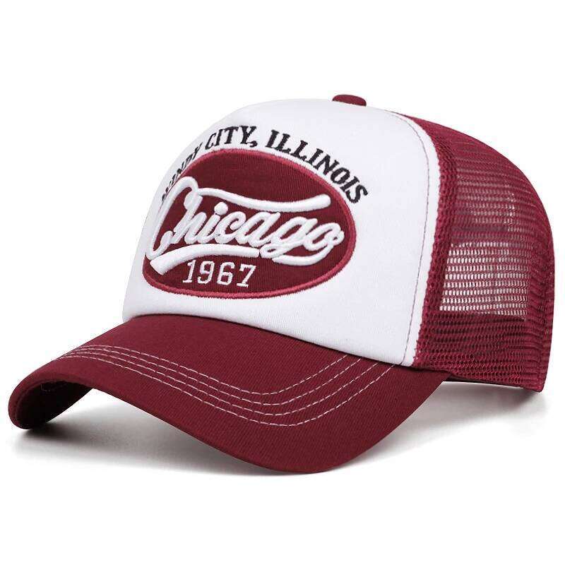 Chicago 1967 letter embroidered sponge men's and women's outdoor sports event mesh cap, baseball cap Y260304