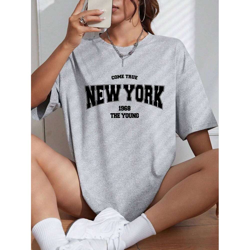 When 1968 The New York Is Young Woman Oversize Daily Tshirts Creativity Streettshirt Individual Casual Clothes XJ260306