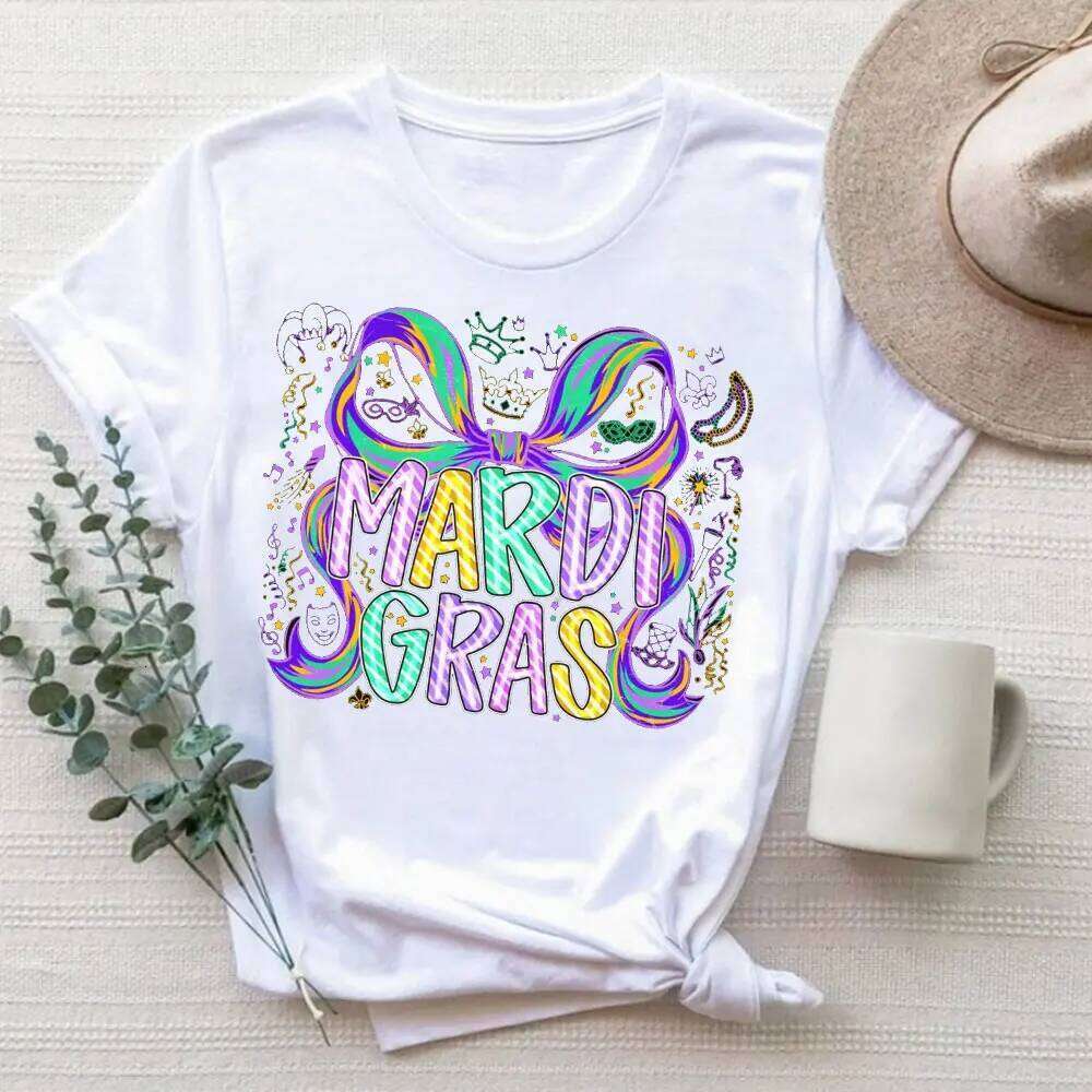 Carnival T Shirt RetroBow Mardi Gras Yall Design Tees High Quality Cotton Y2k Unisex Tops Women Clothes XJ260306 XJ260306
