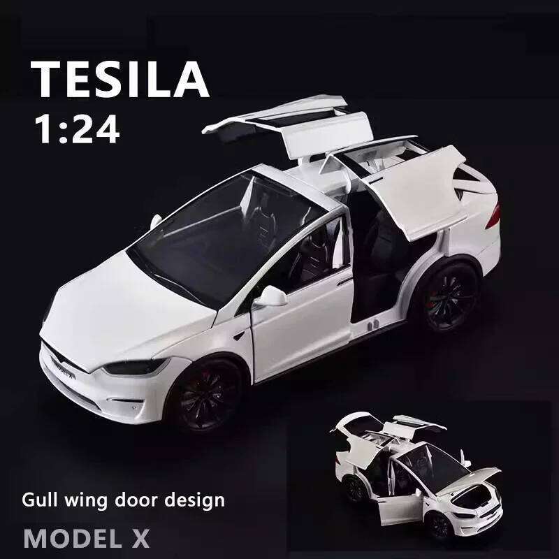 New 1:24 Simulation Tesla X Alloy Model Sound And Light Pull Back Toy Metal Electric Car Boy Collection Decoration Gift Z260306
