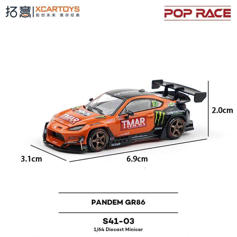 POPRACE 1:64 Scale High Quality Simulation Supercar PANDEM GR 86 Racing Model Alloy Car Collection Ornaments Birthday Gift Z260306