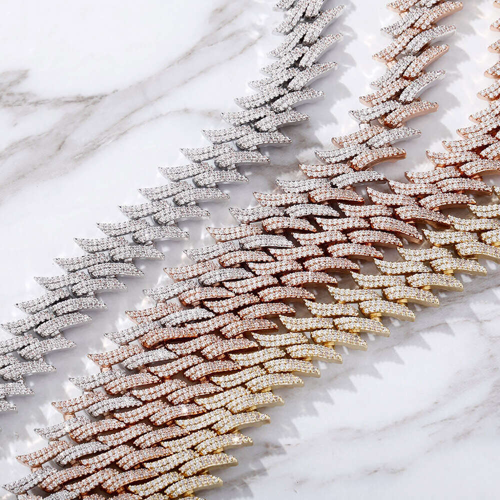 European and American Cross-Border New Full Diamond Thorn Cuban Chain High-Quality Design Spike Box Clasp Hip-Hop Necklace Jewelry