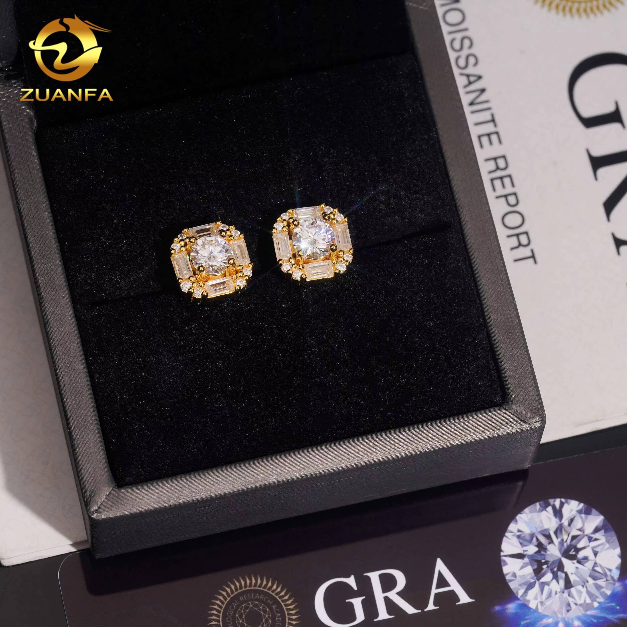 Wholesale Price 10mm Moissanite Hip Hop Earrings Screw Back 925 Silver Men Moissanite Earrings Pass Diamond Tester