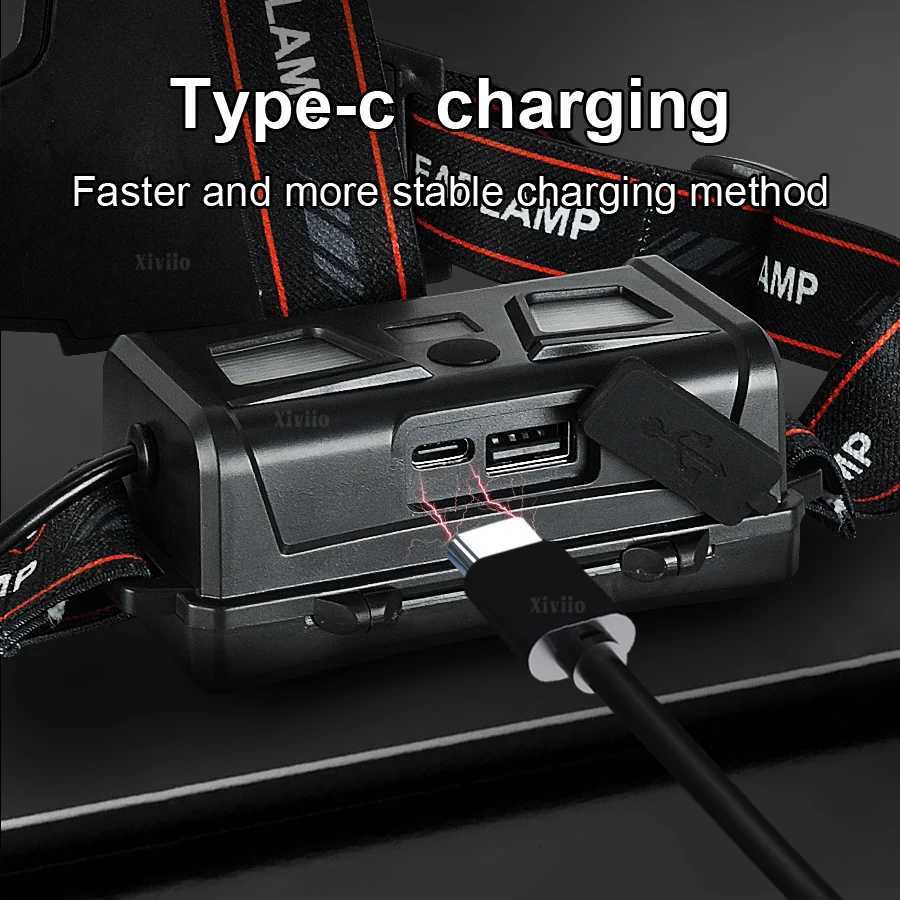 5000000LM Super Powerful LED Headlamp White/Purple Light Rechargeable Headlight 18650 Head Flashlight Waterproof Fishing Lantern H260307