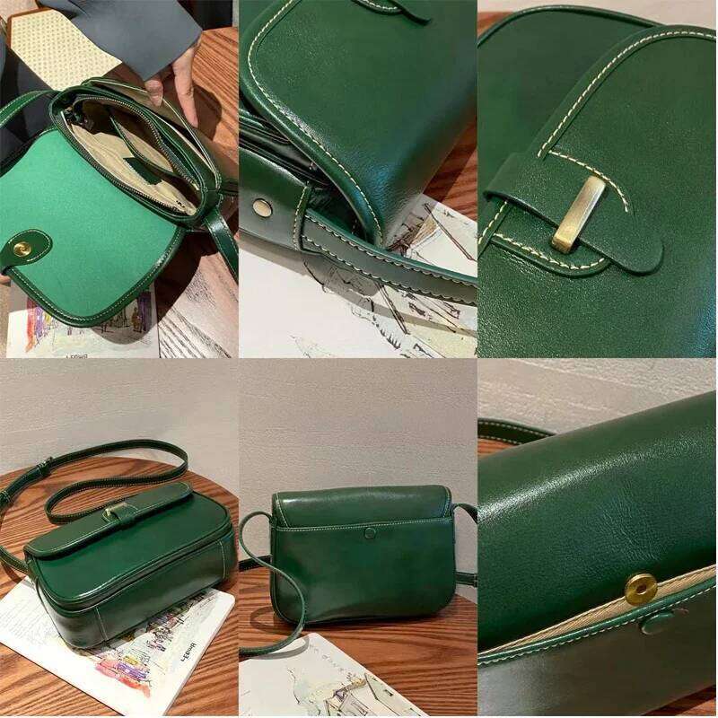 Top Grain Cowhide Leather Women's Small Square Purses And Handbag For Ladies Soft Cow Crossbody Luxury Female Postman's Bag Xiu Lai Si