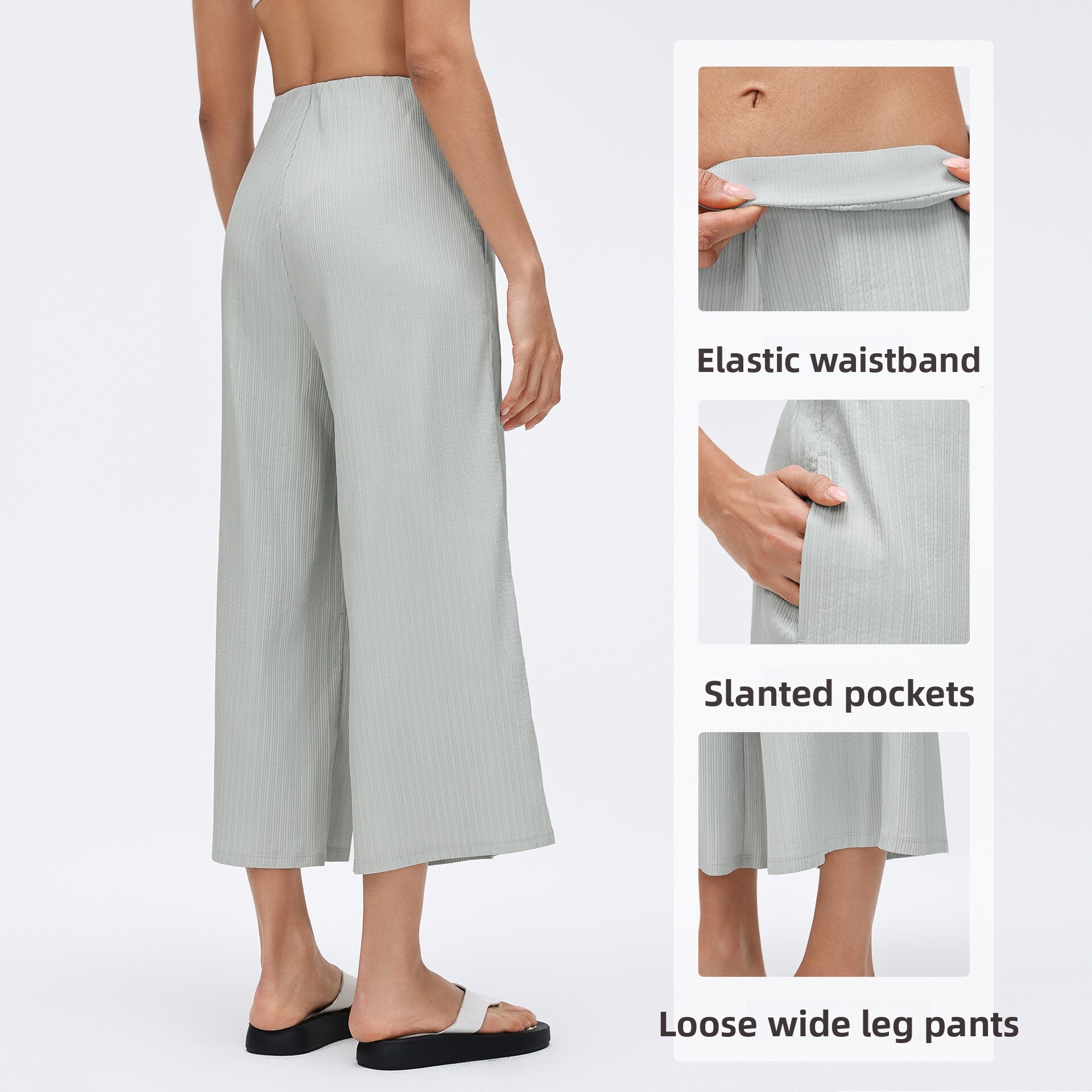 High Waist Sports for Women New Loose Versatile Wide Petite Casual Straight Leg Capri Pants