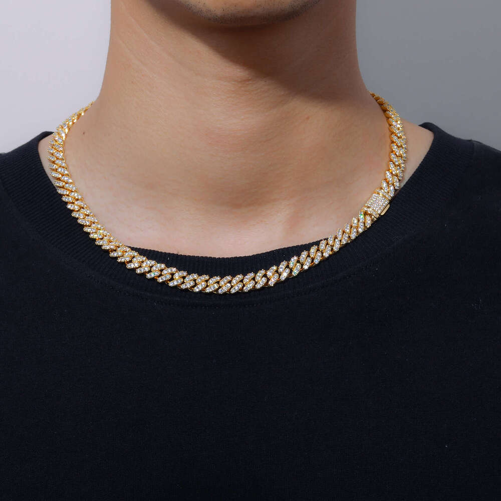 8mm Single Row Zircon Cuban Chain European American Cross-Border Hot Selling Hip-Hop Necklace Jewelry Wholesale for Men and Women