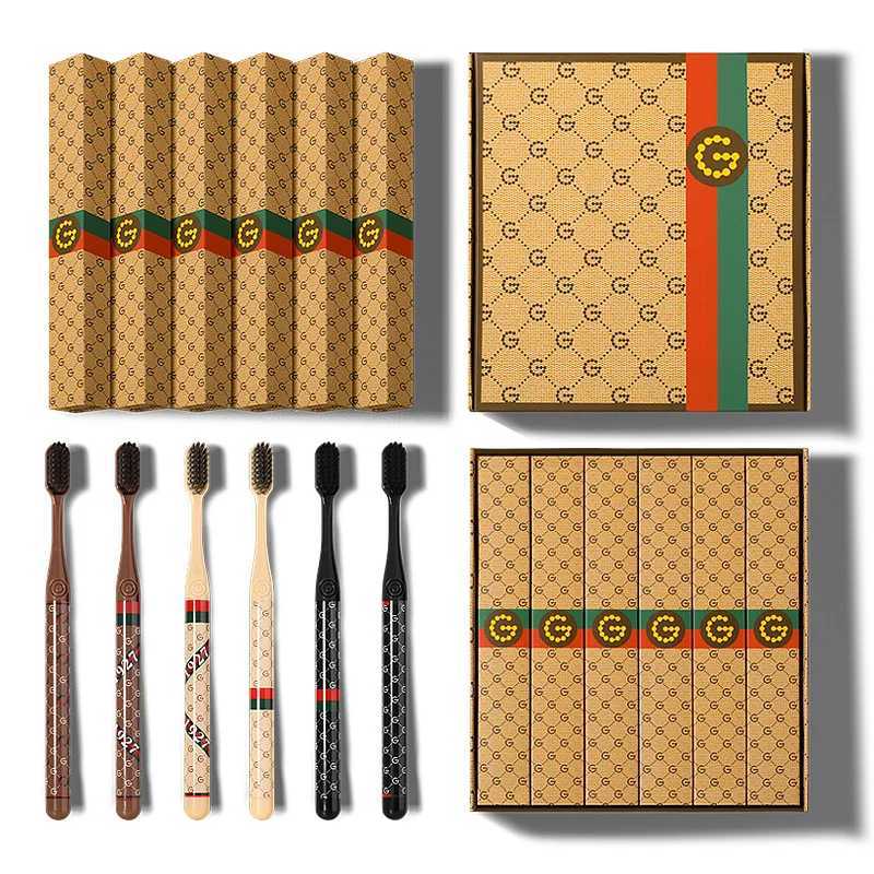 6-piece box of high-quality lightweight soft-bristled toothbrushes with a luxurious design for home use couples and adults aT260307