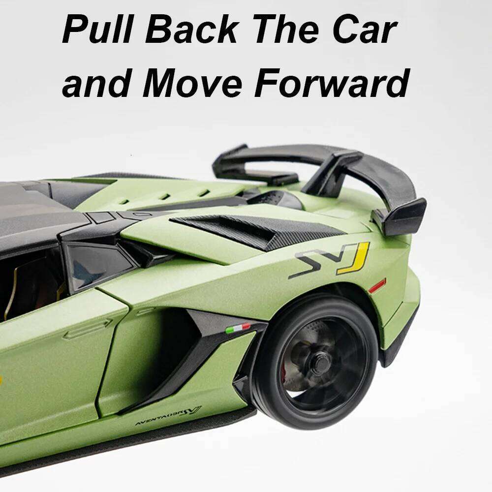 1:24 Alloy Sports Car Model Toys Lambor Aventador SVJ 63 Diecast Metal Models 4 Doors Opened Sound Light for Boys Holiday Gifts Z260307