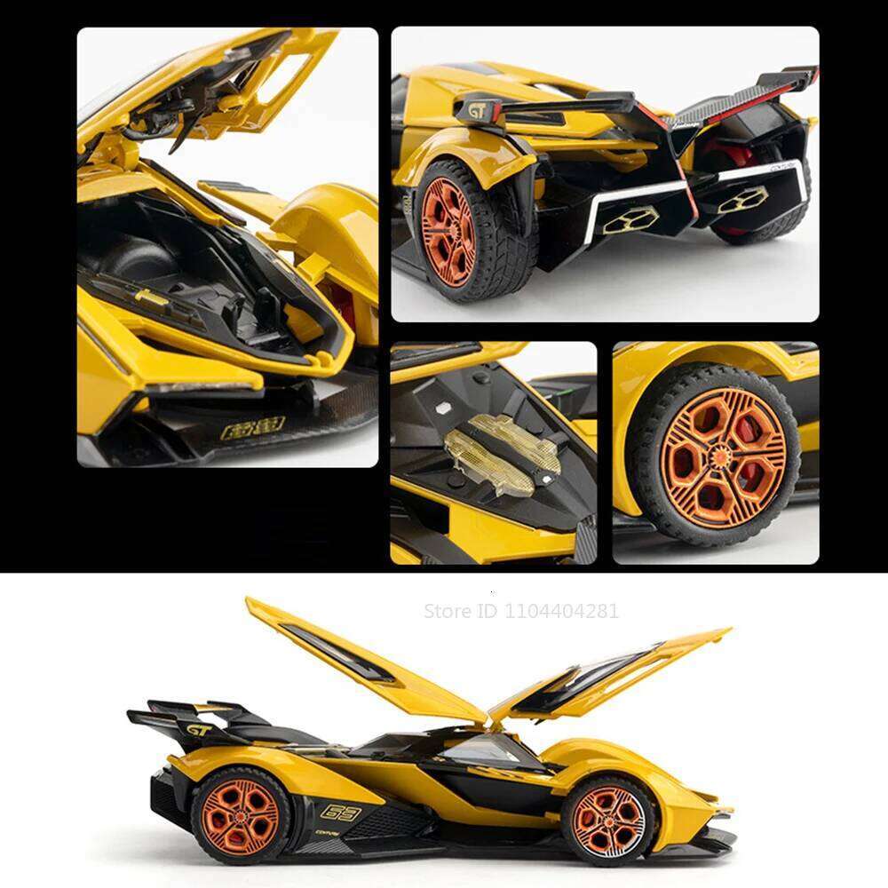 1:32 Lambor V12 Model SCV12 Alloy Diecast Sports Car Toy Sound Light Pull Back Doors Opened Miniature Cars Friends' Fashion Gift Z260306