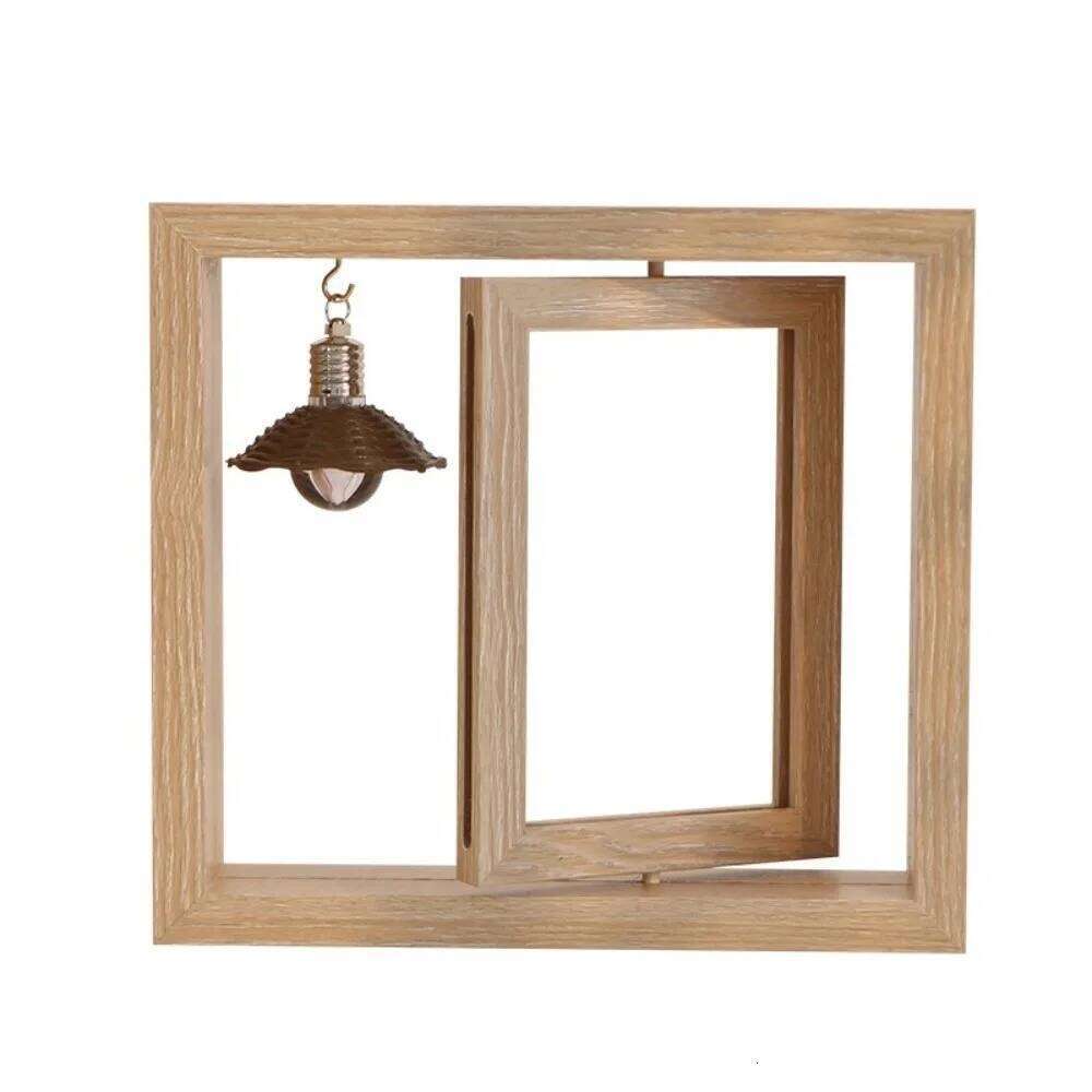 Home Decoration Double-Sided Wooden Picture Rotate Creative Flip Photo Hollow Square Decorative Frame Bedroom H260306