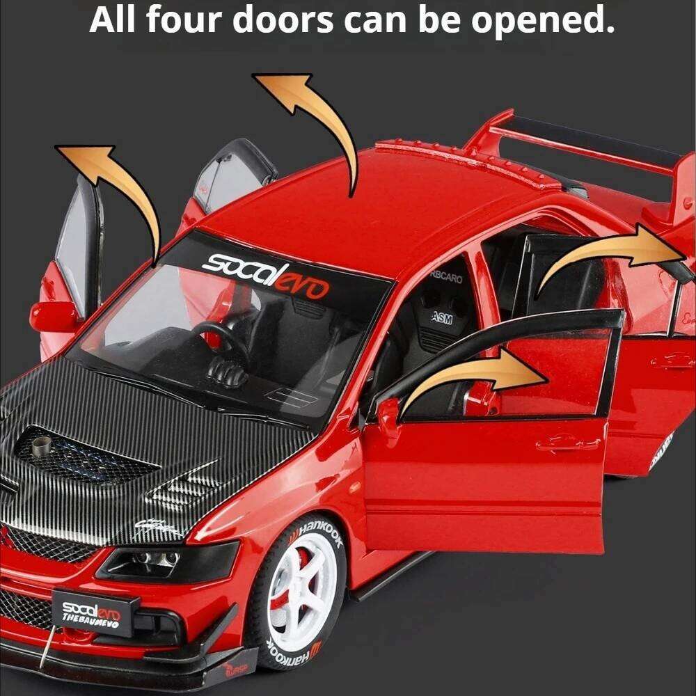 1:24 Mitsubishi Lancer Evolution IX GTR Alloy Car Model Diecast Toy Sound Light Front-wheel Steering Vehice Decorative Ornaments Z260306