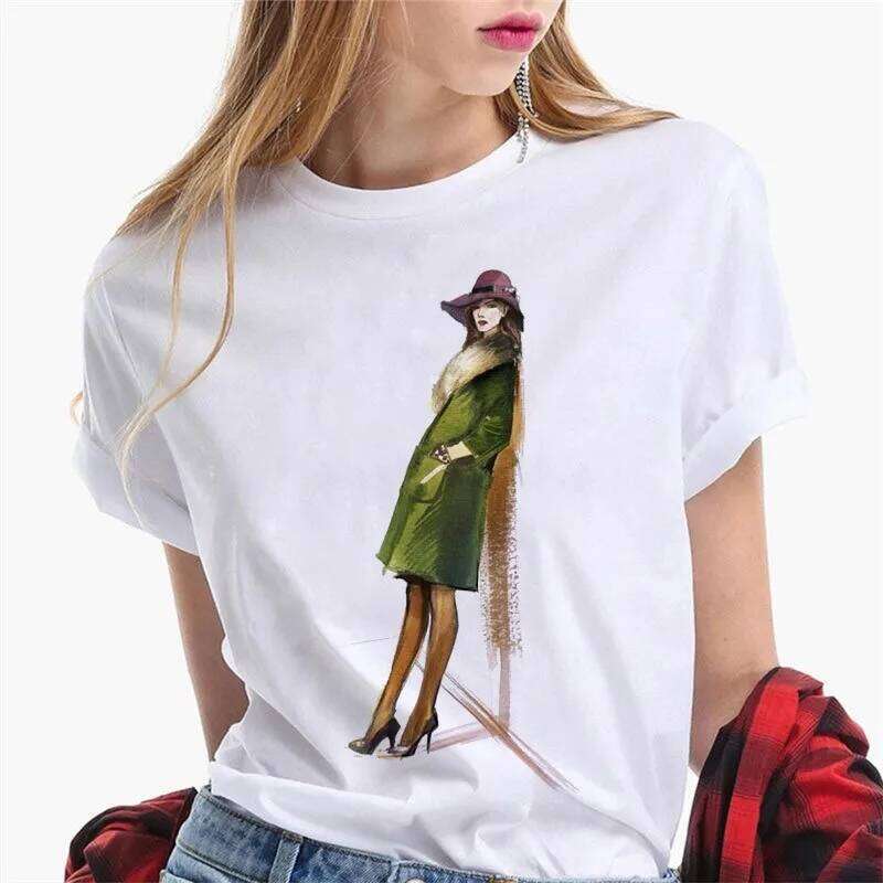 Paris Girl Europe and America Fashion Loose Ins White Short-sleeved T-shirt Woman Graphic T Shirts Harajuku Women Clothes XJ260306