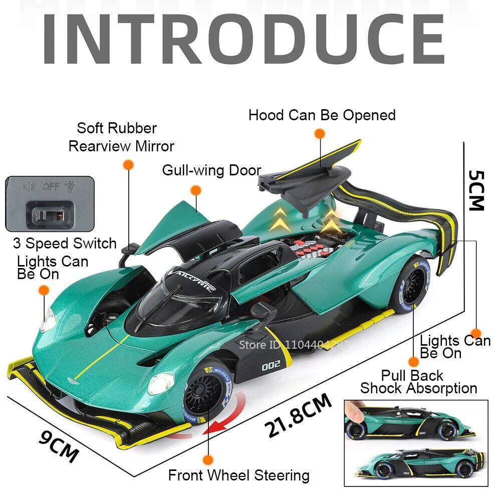 1:24 Valkyrie PAGANI Huayra BC Diecast Model Alloy Sports Car Toys Doors Opened Front Wheel Steering Vehice for Boyfriend's Gift Z260306