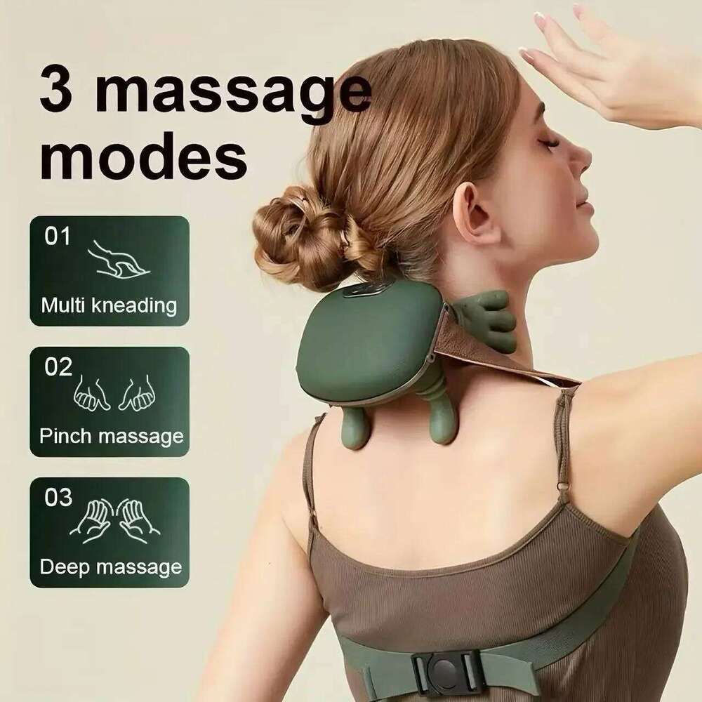 New Rechargeable Portable 5-Finger Human-Like Neck Shoulder Massager with Heat for Trapezius & Cervical Spine Relaxation 26Y0307