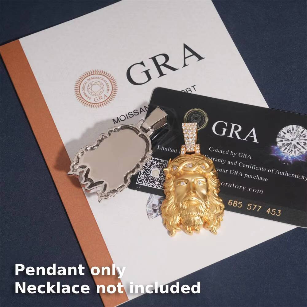 Personalize Hip Hop Jesus Face Moissanite Pendant 925 Silver 18K Gold Plated Statue Jewelry Accessory for Woman Men