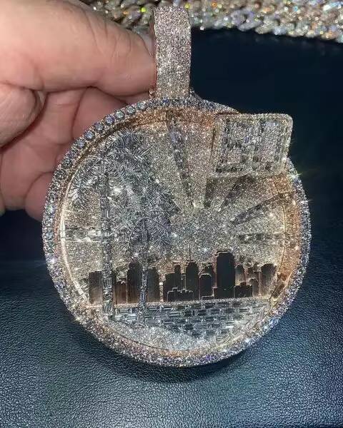 Moissanite Iced Out Hip Hop Pendant Necklace for Men Diamond Luxury Hip Hop Pendant Hip Hop Custom Silver Jewelry