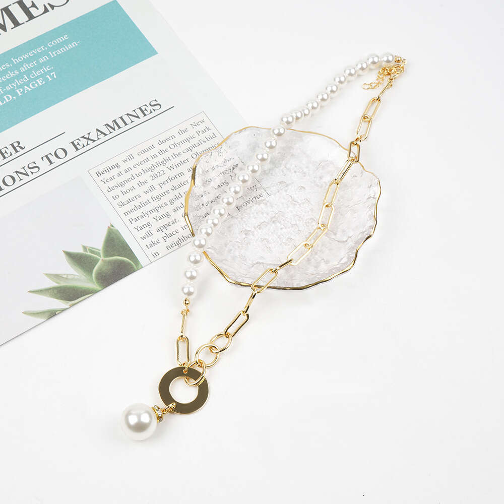 New Cross-Border Jewelry Vintage Pearl Light Luxury High-Quality Pendant Collarbone Chain European and American Necklace for Women Customizable