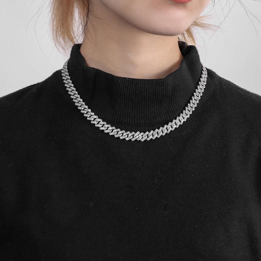 Source Manufacturer High-Quality Cuban Chain 10MM Full Diamond Clasp Hip-Hop Necklace Jewelry