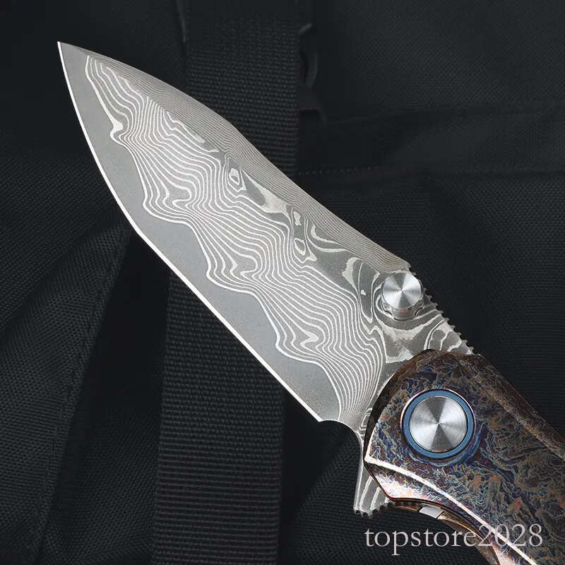 pocket knife High End 8875 Flipper Folding Knife VG10 Damascus Steel Blade Anodic treatment TC4 Titanium Alloy Handle Ball Bearing EDC Pocket knives