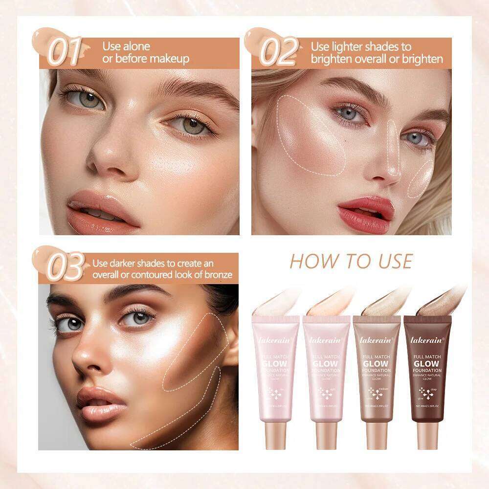 Natural Glow Enhancer Foundation Glowing Moisturizing Lightweight base Multi-purpose Face Body Glitter Cream Bronzer For Paris 26L0306