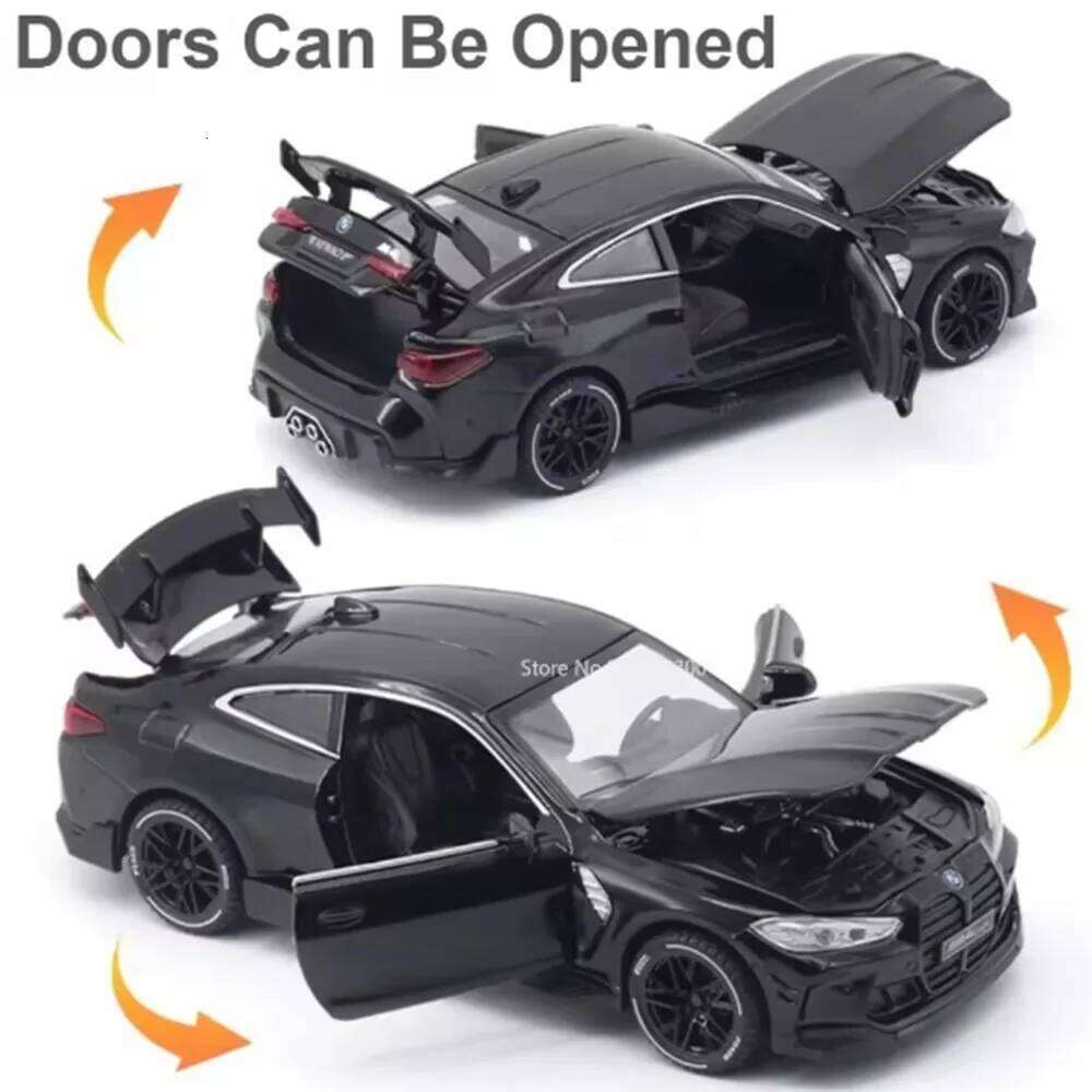 1:32 Scale M4 Alloy Model Diecast Toys Sportcar Sound Light Pull Back Doors Opened Rubber Tires Miniature Vehices Friend's Gifts Z260306
