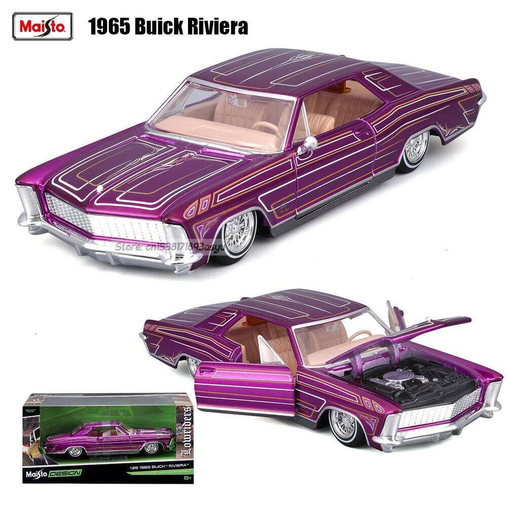 Maisto 1:26 1965 BUICK RIVIERA Purple alloy car model handicraft decoration collection toy tool gift die-casting Z260306