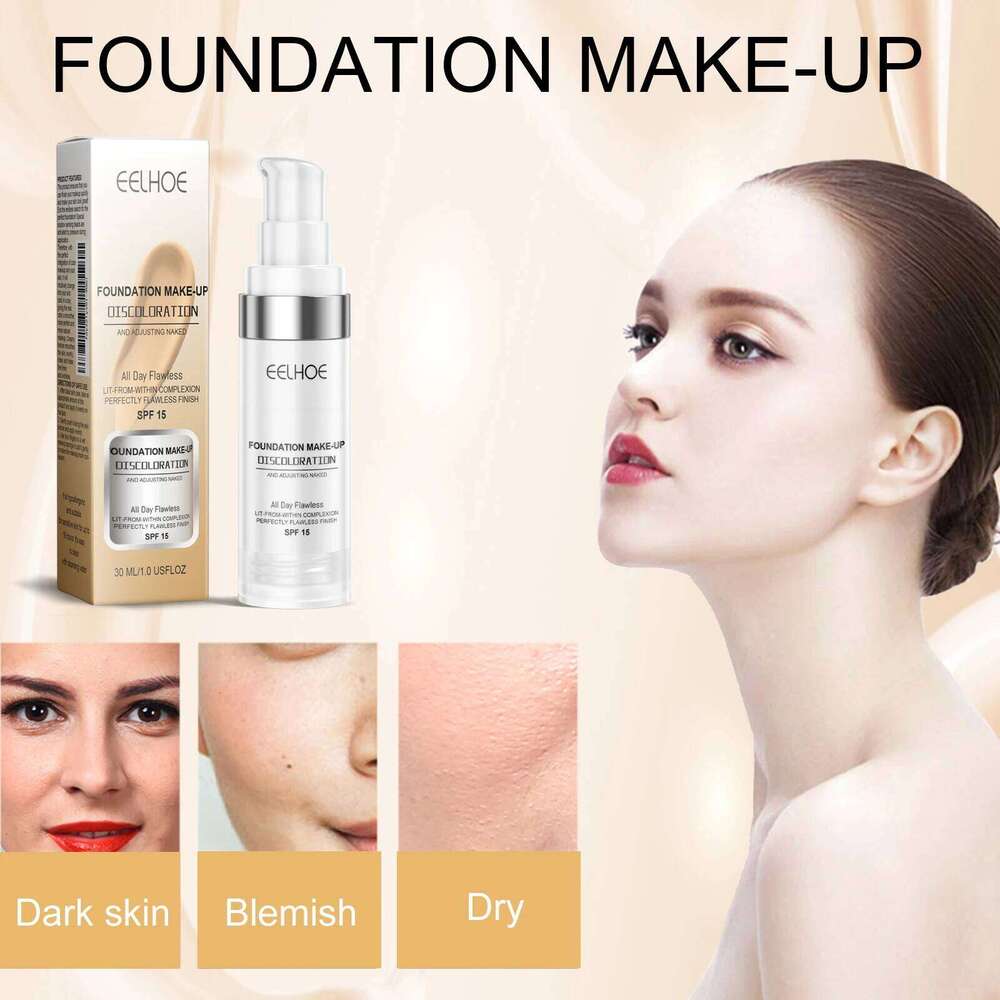 EELHOE Face Foundation Perfect Coverage Pore Shrink Moisturizing Oil Control Lasting Brightening Mild Makeup Foundaion 26L0306