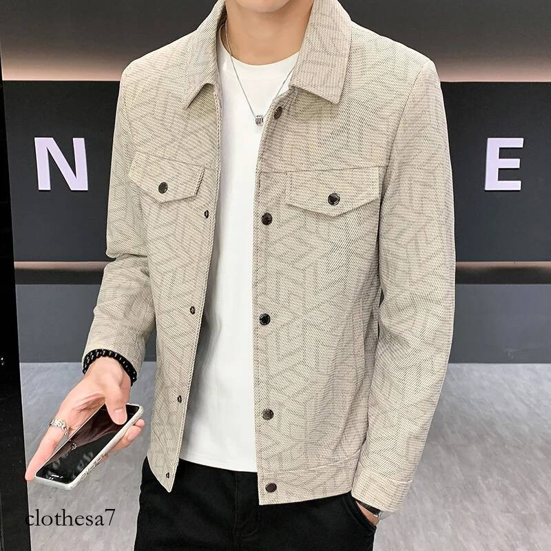 Classic Jacquard Jacket For Men High-End Street Style Autumn New Arrival Thin Regular Length Lapel Coat
