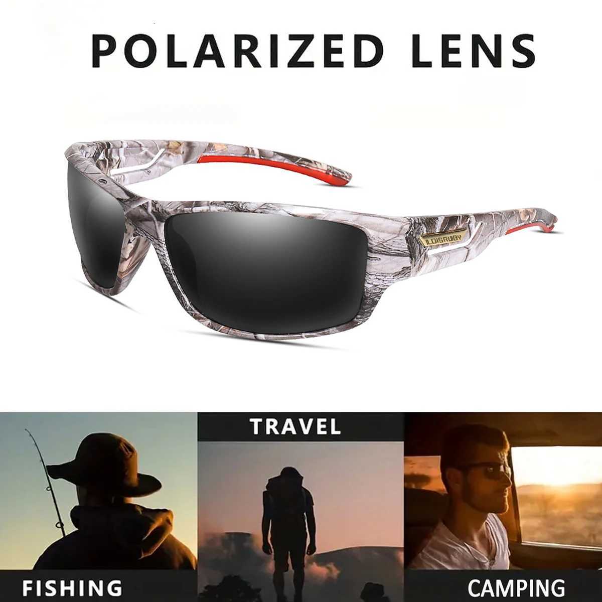 LOISRUBY Polarized Fishing Sunglasses Men Camouflage Driving Outdoor Sports Cycling Running Goggles UV400 Tackle Eyewear S260304
