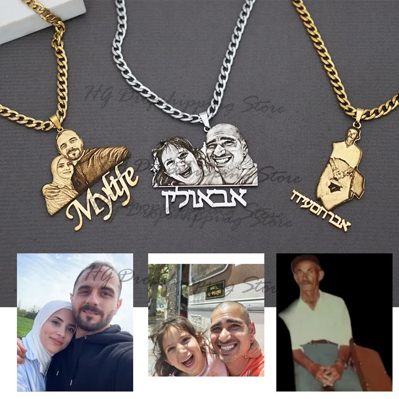 Custom Picture Nameplate Pendant Custom Po Necklace Engraved Portrait Necklace Christmas Gift for s Jewelry Family Gifts 260302