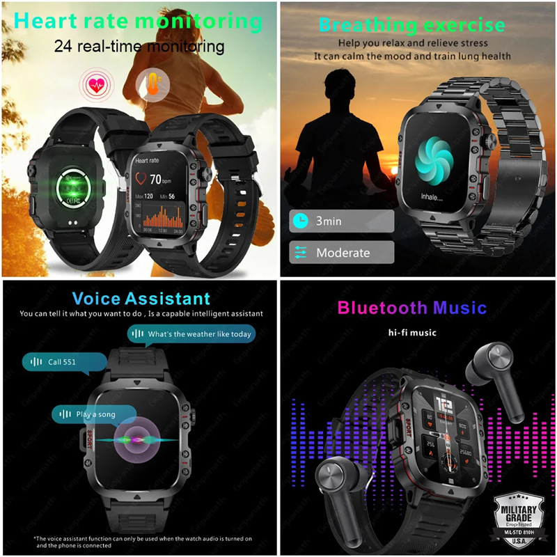 2025 LED Mens Smartwatch Bluetooth Talking Smartwatch Multi Sport Mode Health Monitor Outdoor Sport Smart Watch For Android 251210