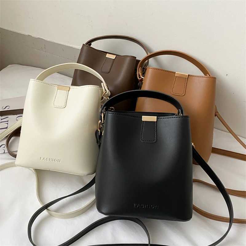 Fashion Pu Shoulder Bag For Women Large Capacity Shopping Shoulder Bags Elegant Simple All-Match Purse Crossbody Bucket Bags H260306