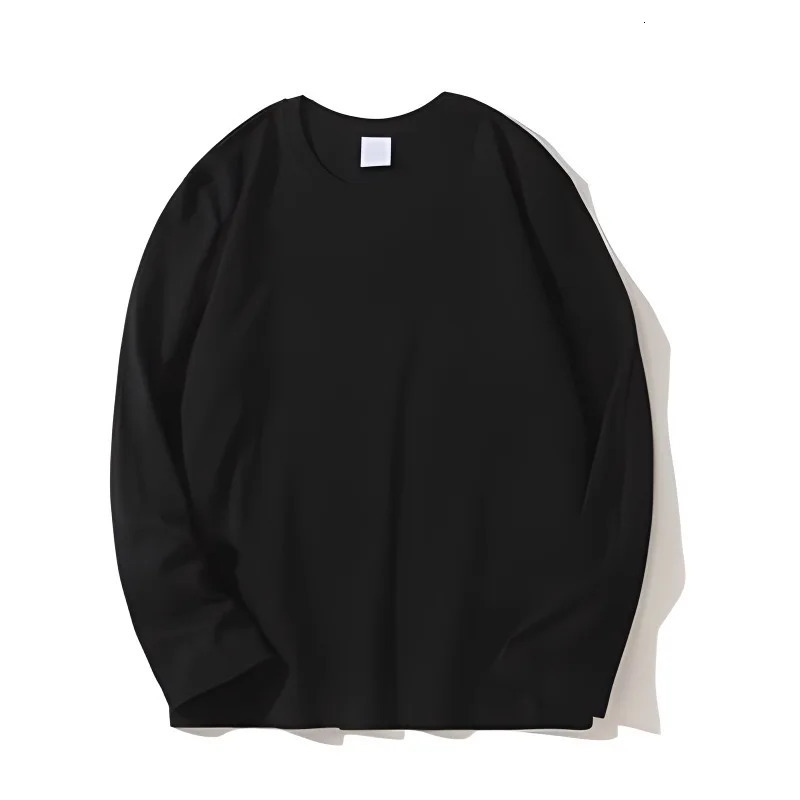 1pcs Pure Cotton T Shirt Spring Autumn Men Long Sleeve Round Neck Tshirts Solid Color Womens Full Length Tops 260302