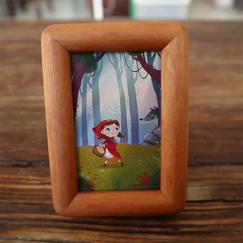 Walnut Wood Mini Picture 3 Inch Photo Frame for Kids Art Home Decoration Display Stand Cartoon Style Wooden Desktop Frames H260306