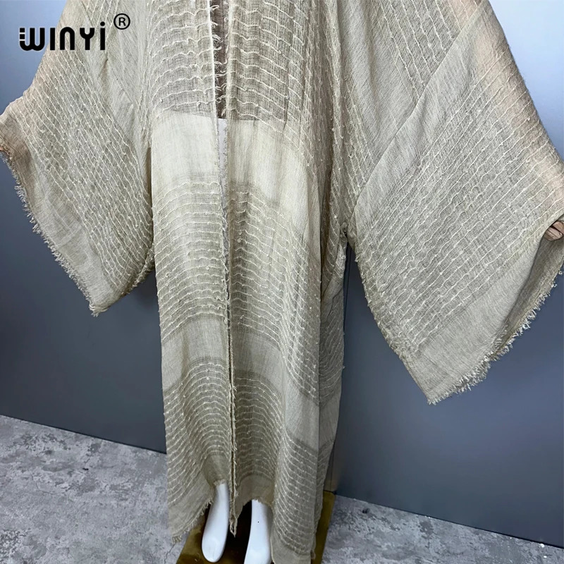 WINYI high quality comfortable Women Soft Cardigan Loose Dress Party Boho Maxi beach Holiday Swimming Cover ups Africa Kimono 260228