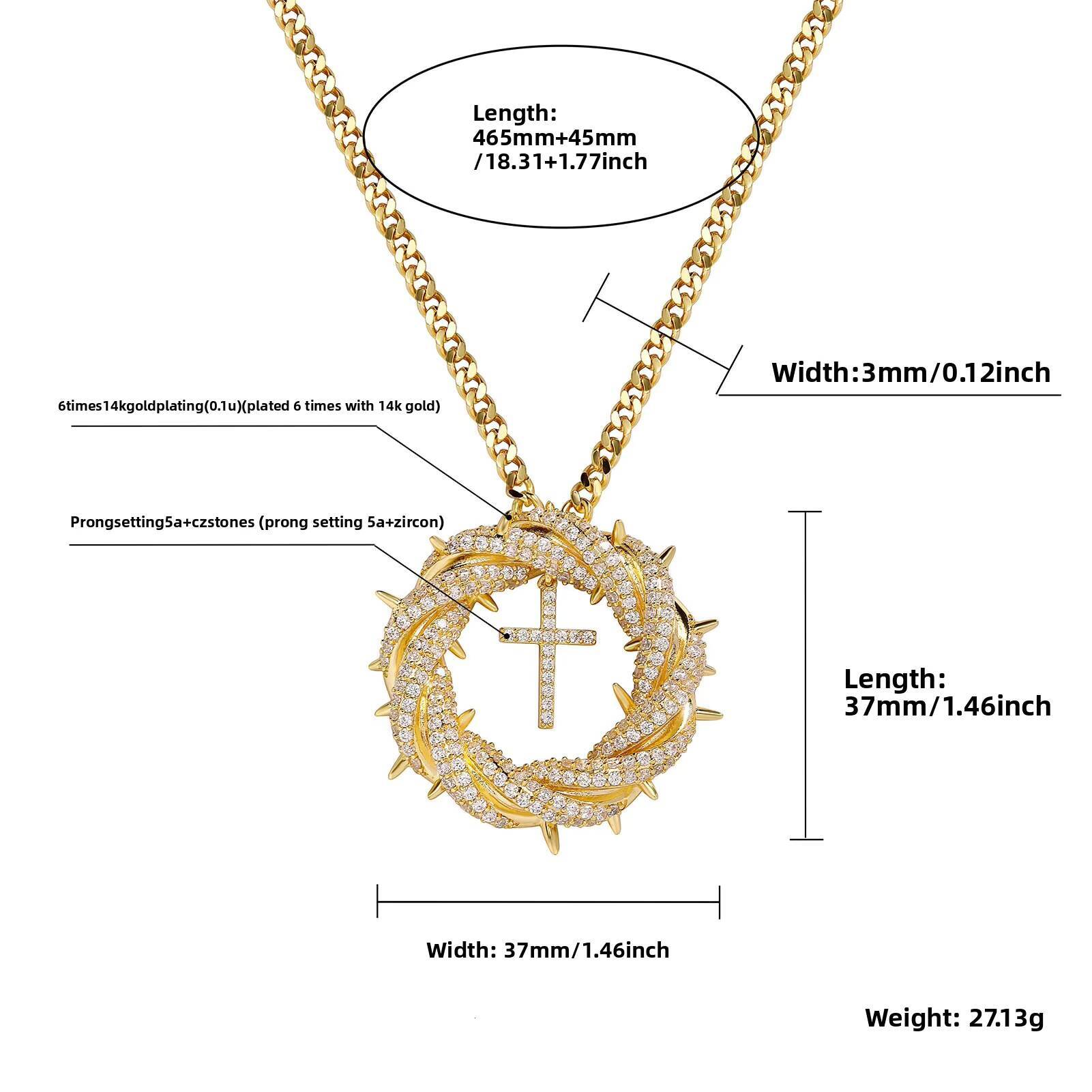 Creative Flower Twist Cross Micro-Inlaid Gold-plated Copper Zircon Necklace Trendy European Personalized Hip-Hop Pendant