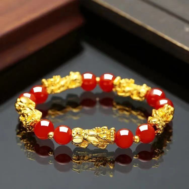 Luxury Brand Designer Jewelry Imitation Obsidian Gold-plated Designer Bracelet Buddha Bead Bracelet Good Luck Bracelet Financial Luck Bracelet