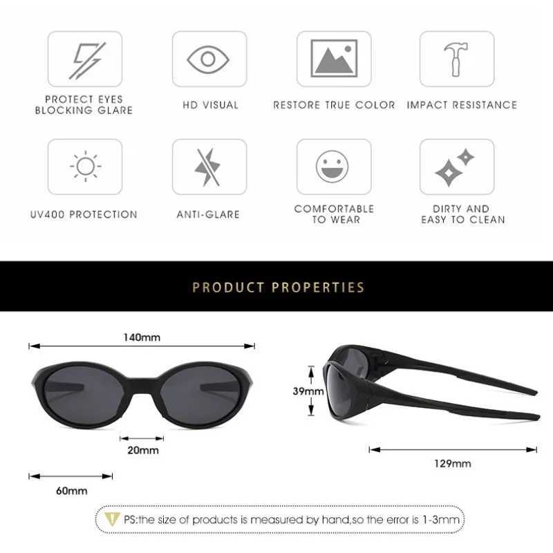 2025New Oval Outdoor Sports Pilot Sunglasses Fashion Y2K Men Driving Sports Sunshade Goggles Beach Cycling UV Protective Glasses S260304
