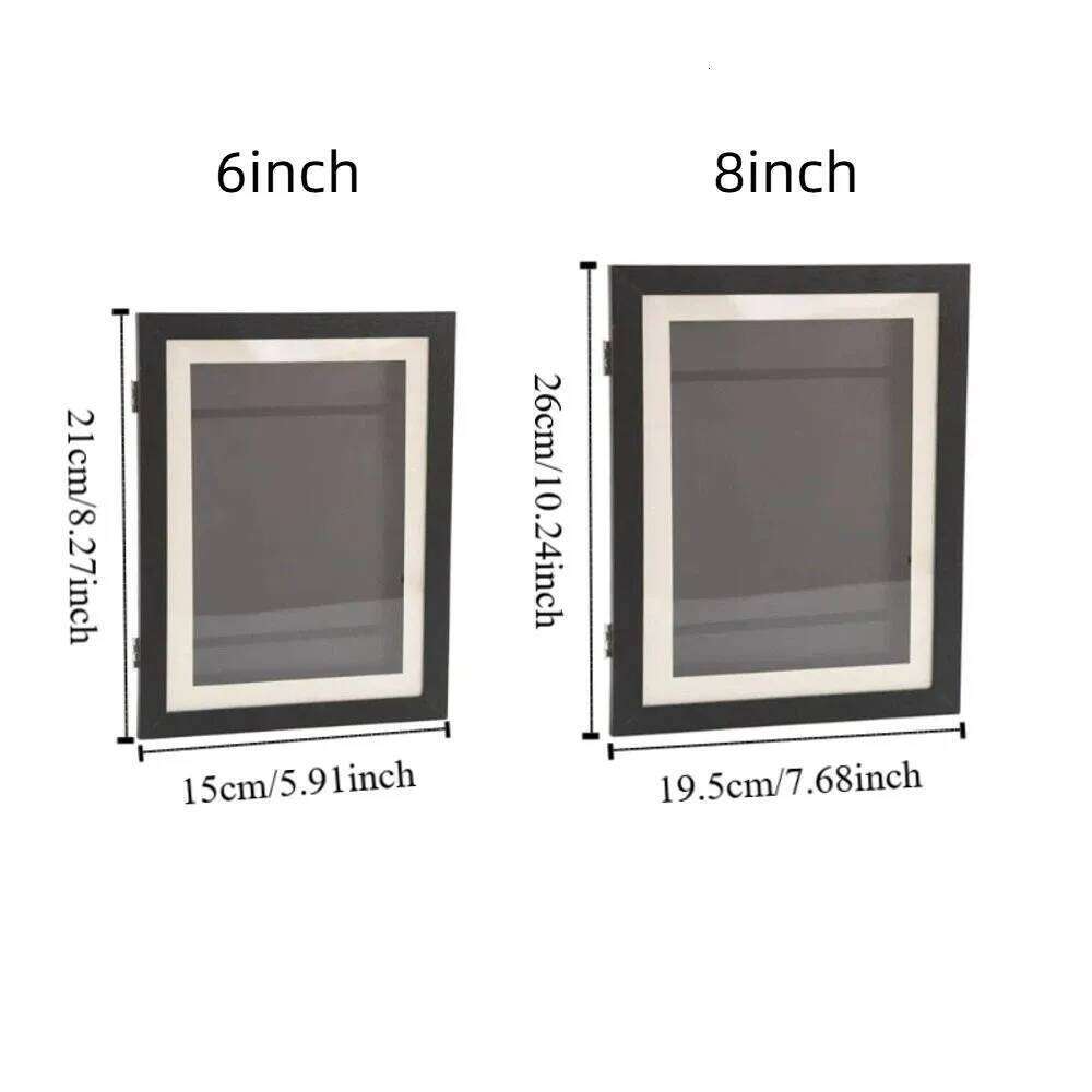 Multi-functional Wooden Picture Wall Mount Closure Photo Rectangle Changeable Flip Art Frame H260306