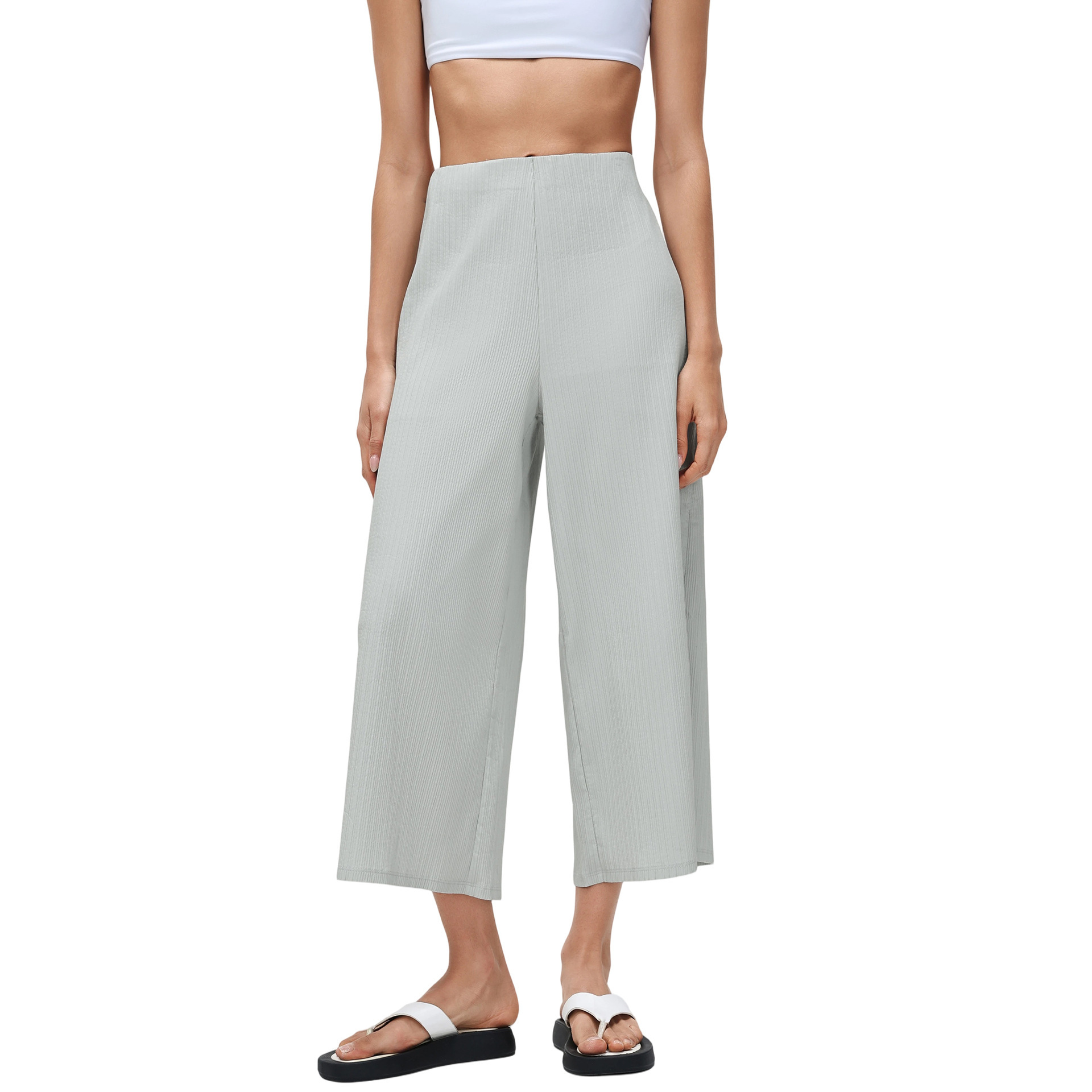 High Waist Sports for Women New Loose Versatile Wide Petite Casual Straight Leg Capri Pants