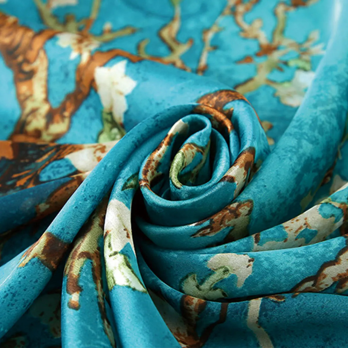 1 pcs 180x90cm Elegant Spring Autumn Silk Scarf Plum Blossom Print Long Shawl Fashionable Trendy Warm Necktie for Women 260302