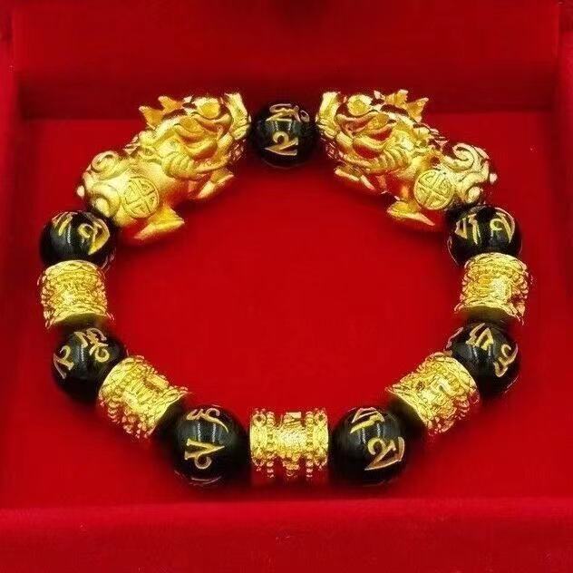 Luxury Brand Designer Jewelry Imitation Obsidian Gold-plated Designer Bracelet Buddha Bead Bracelet Good Luck Bracelet Financial Luck Bracelet