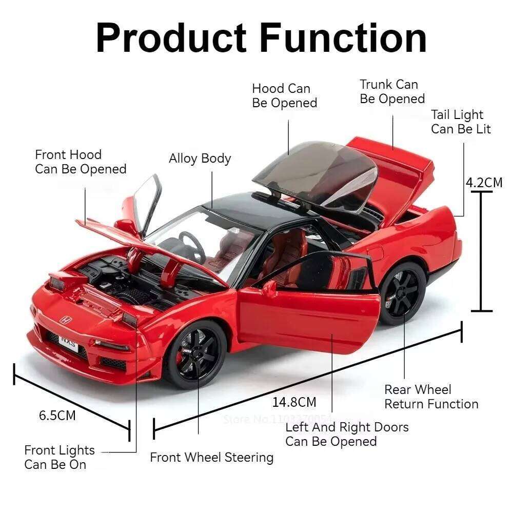 1:32 Subaru Impreza Honda NSX Model Toy Alloy Diecast Car Sound Light Pull Back 4 Doors Opened Vehices for Kids Birthday Present Z260306