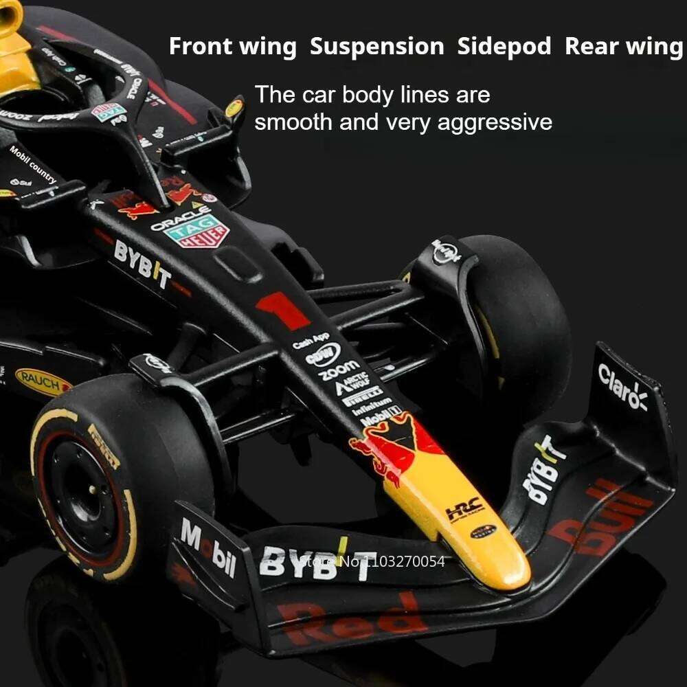 1:43 F1 Oracle Red Bull Racing RB19 Verstappen Miniature Alloy Toy Diecast Car Model Rubber Tire Sliding Forward Christmas Gifts Z260306