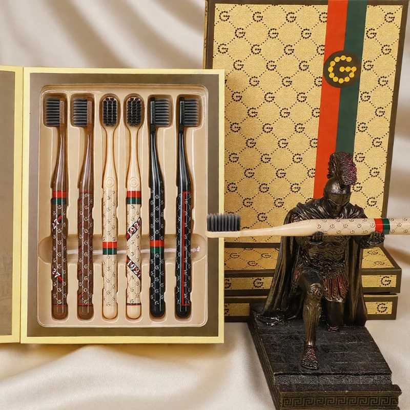 6-Piece/Box High-End Soft Bristle Toothbrush Set with Anti-Slip Handle for Adult Daily Home Teeth Cleaning & Oral CareT260307