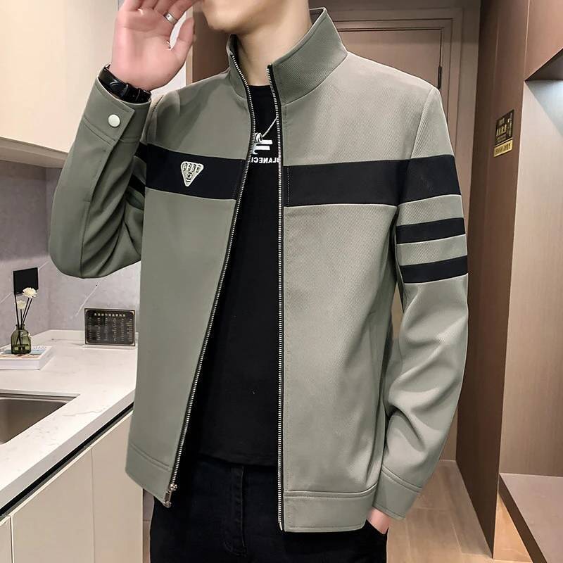 Brand 2025 Spring/Summer Men's Stand Up Collar Zipper Fashion Versatile Casual Jacket Handsome Business Social Coat