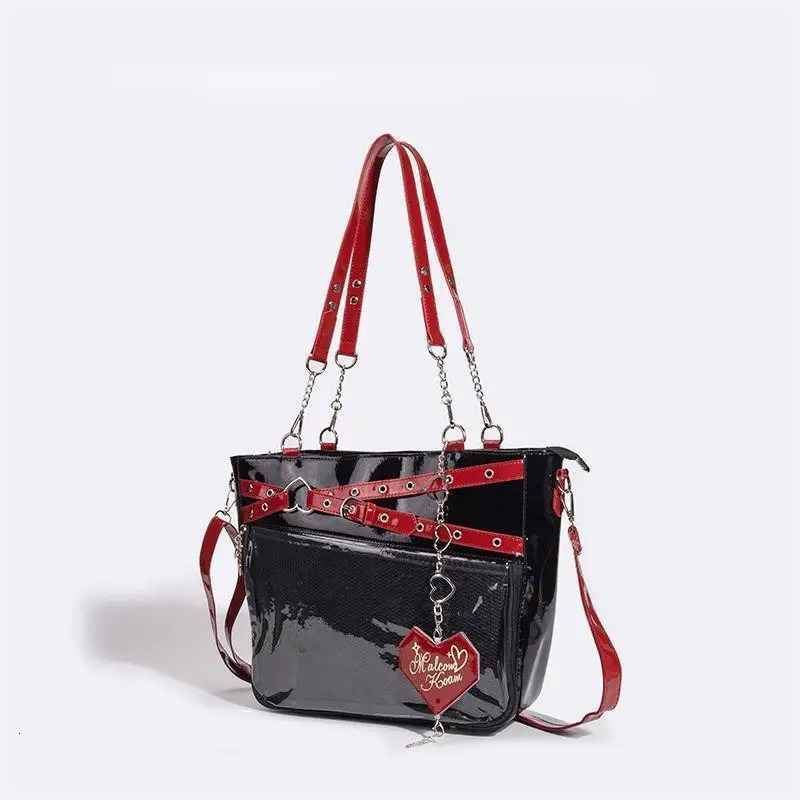 Y2k Aesthetic Underarm Ita Bag Streetwear Girl Transparent Shoulder Bag Heart Shape Chic Chain Handbag DIY Display Crossbody Bag 260303
