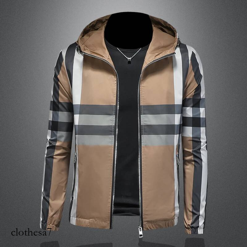 Minglu Allover Printed Spring Auutmn Men's Jackets Luxury Long Sleeve Hooded Sport Casual Male Coats Fashion Man Overcoats